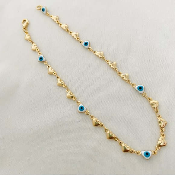 Gold Evil Eye Anklet - Picture 4 of 9